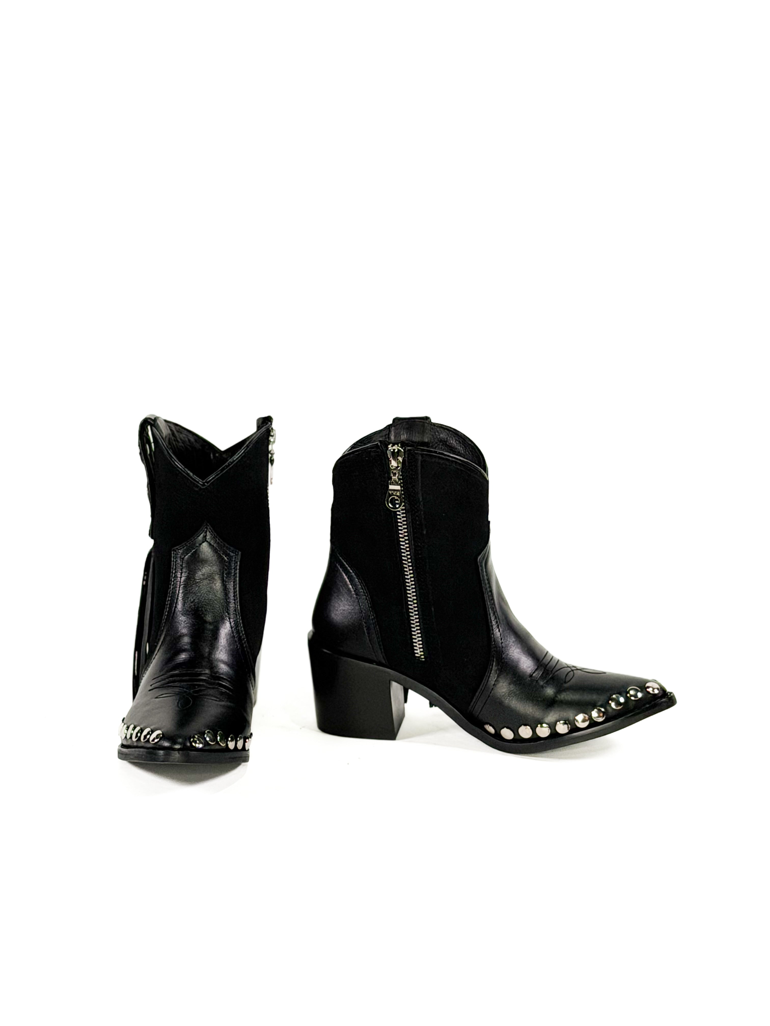 Black Tassle step Ankle booties