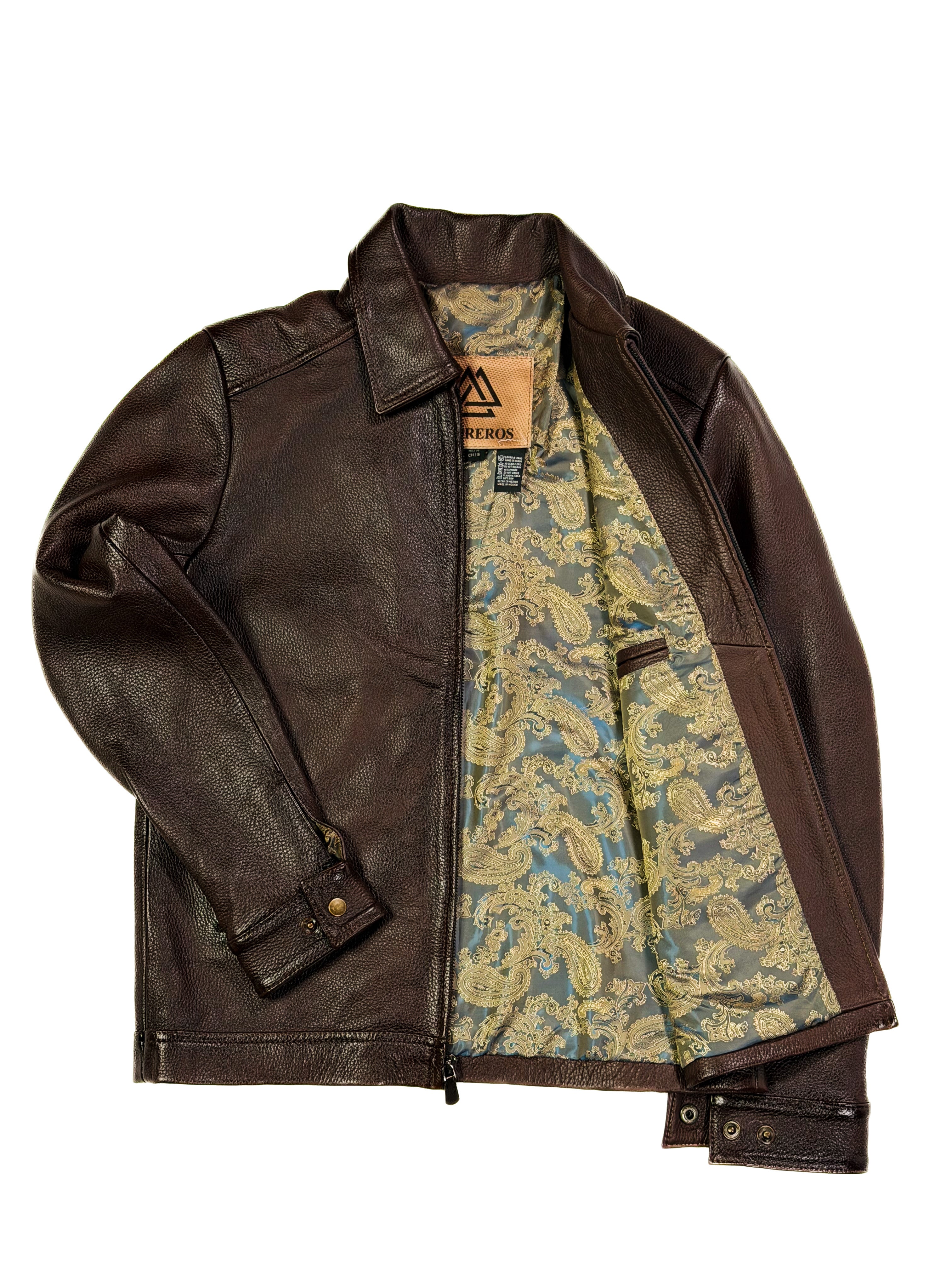 Plain Brown leather jacket with elegant inner lining