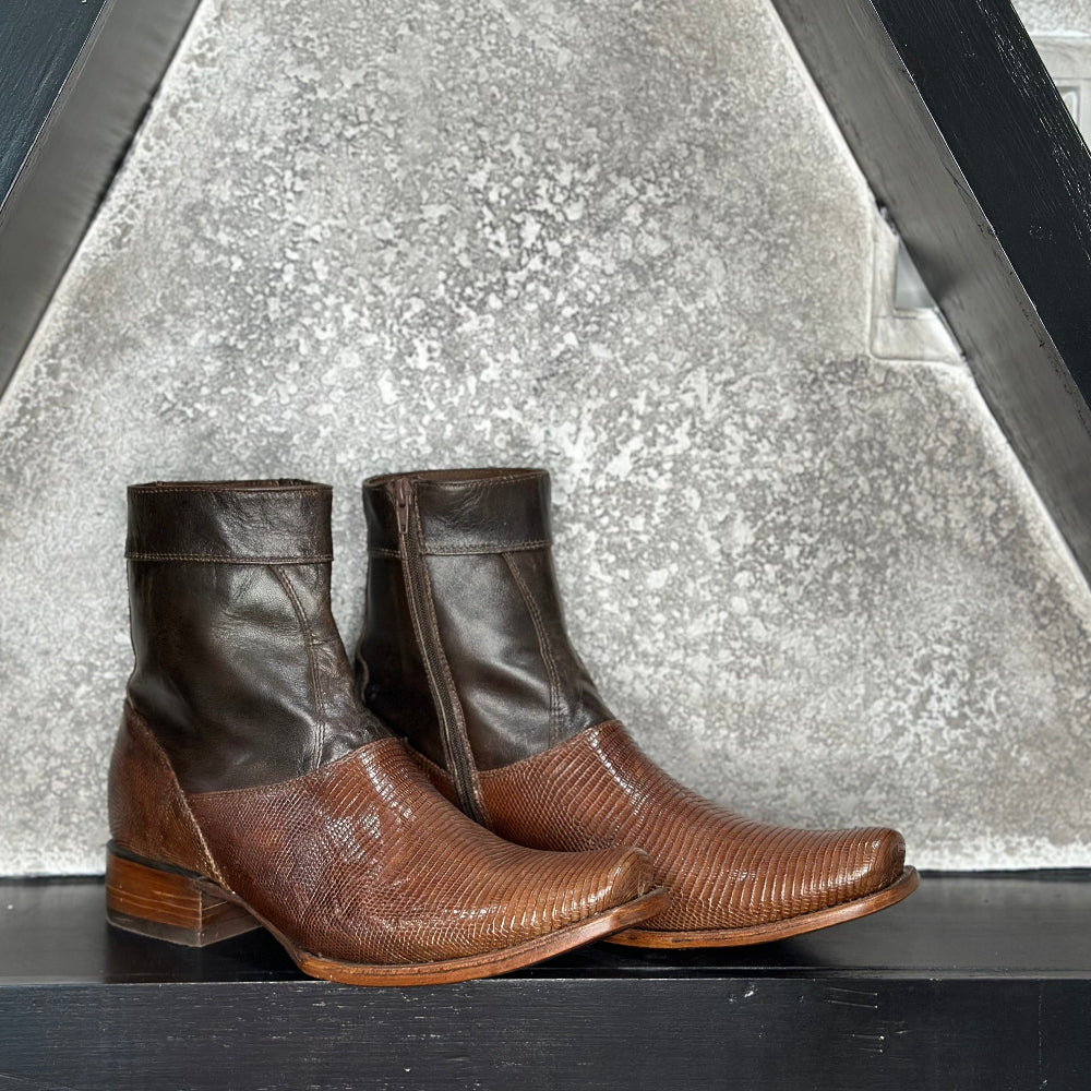 Brown square Lizard boots