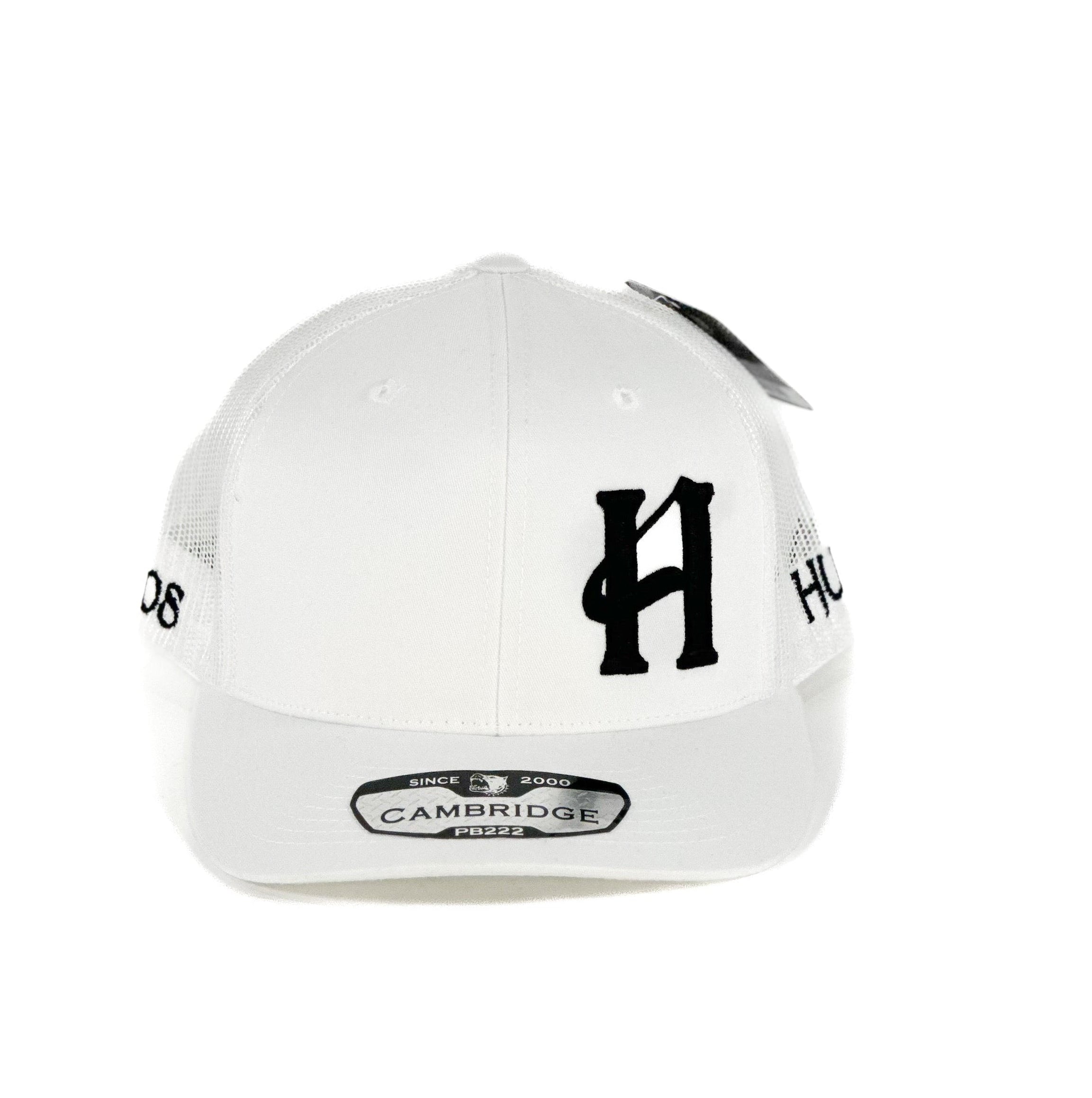 White trucker Cap with black Humble Piedreros logo