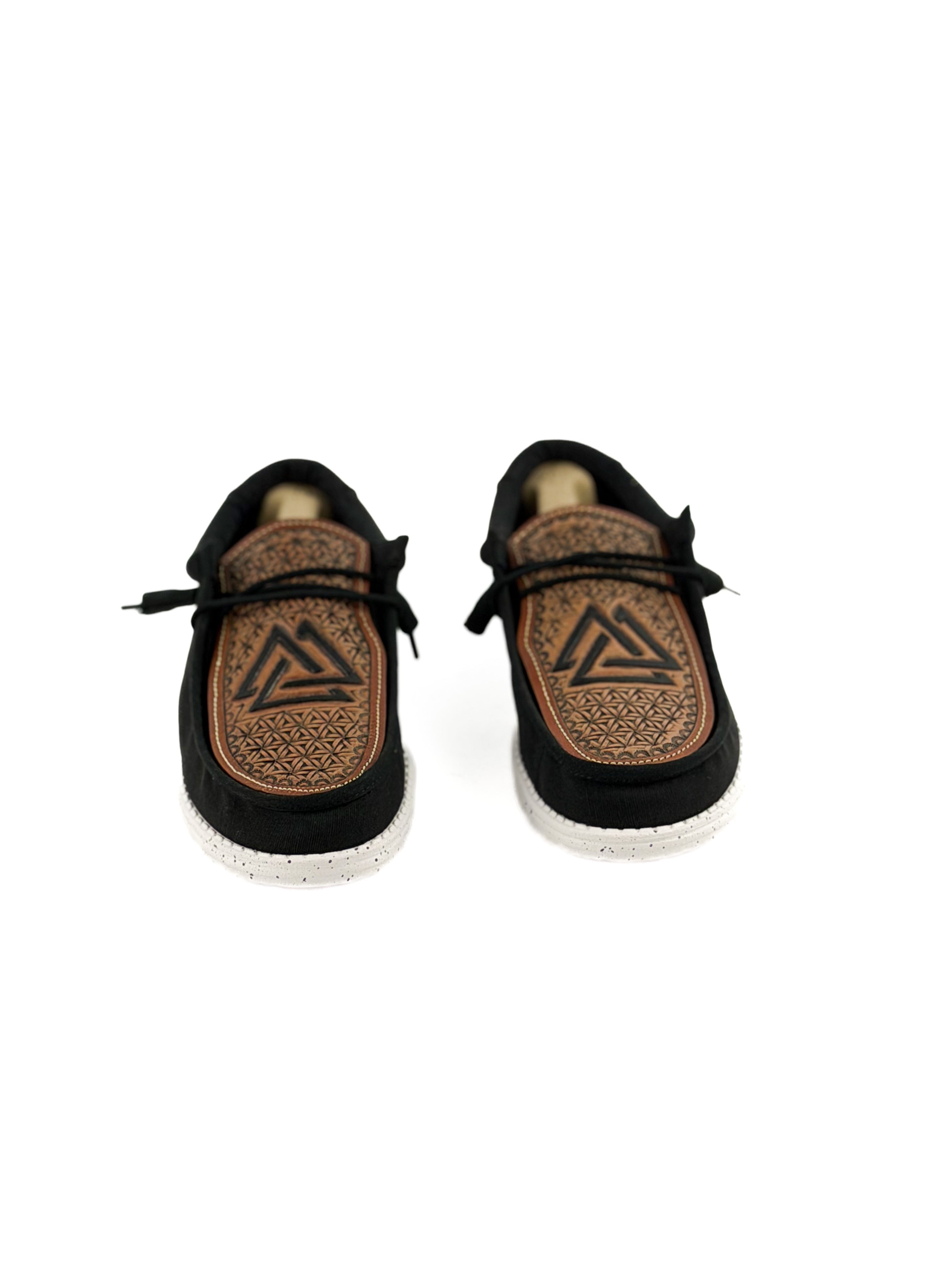 black hey dudes with hand tooled piedreros logo