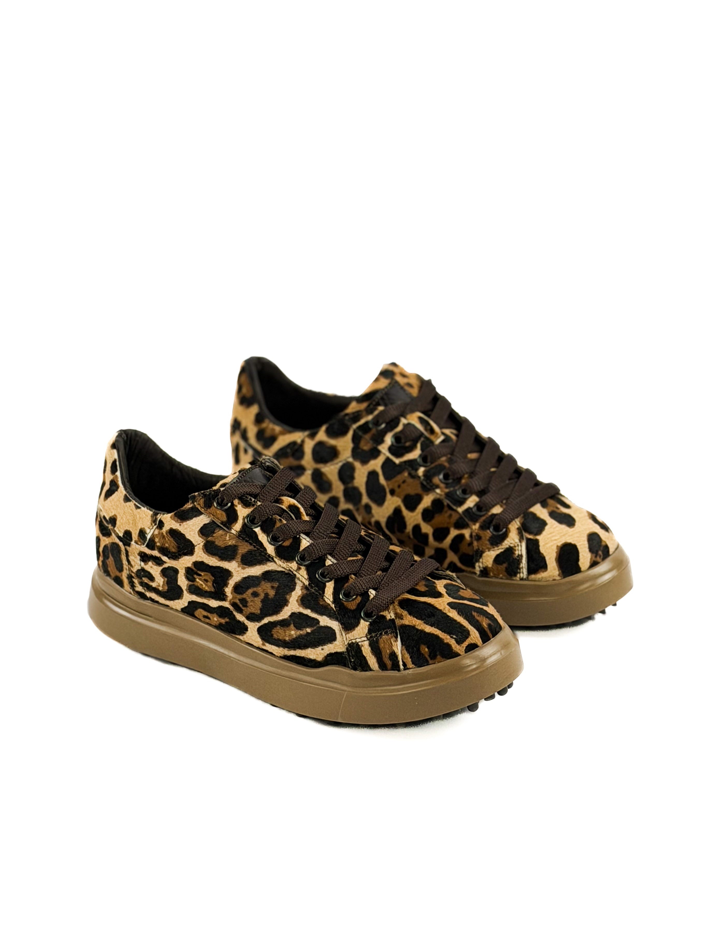 Italian Leopard hide sneakers with shoe laces