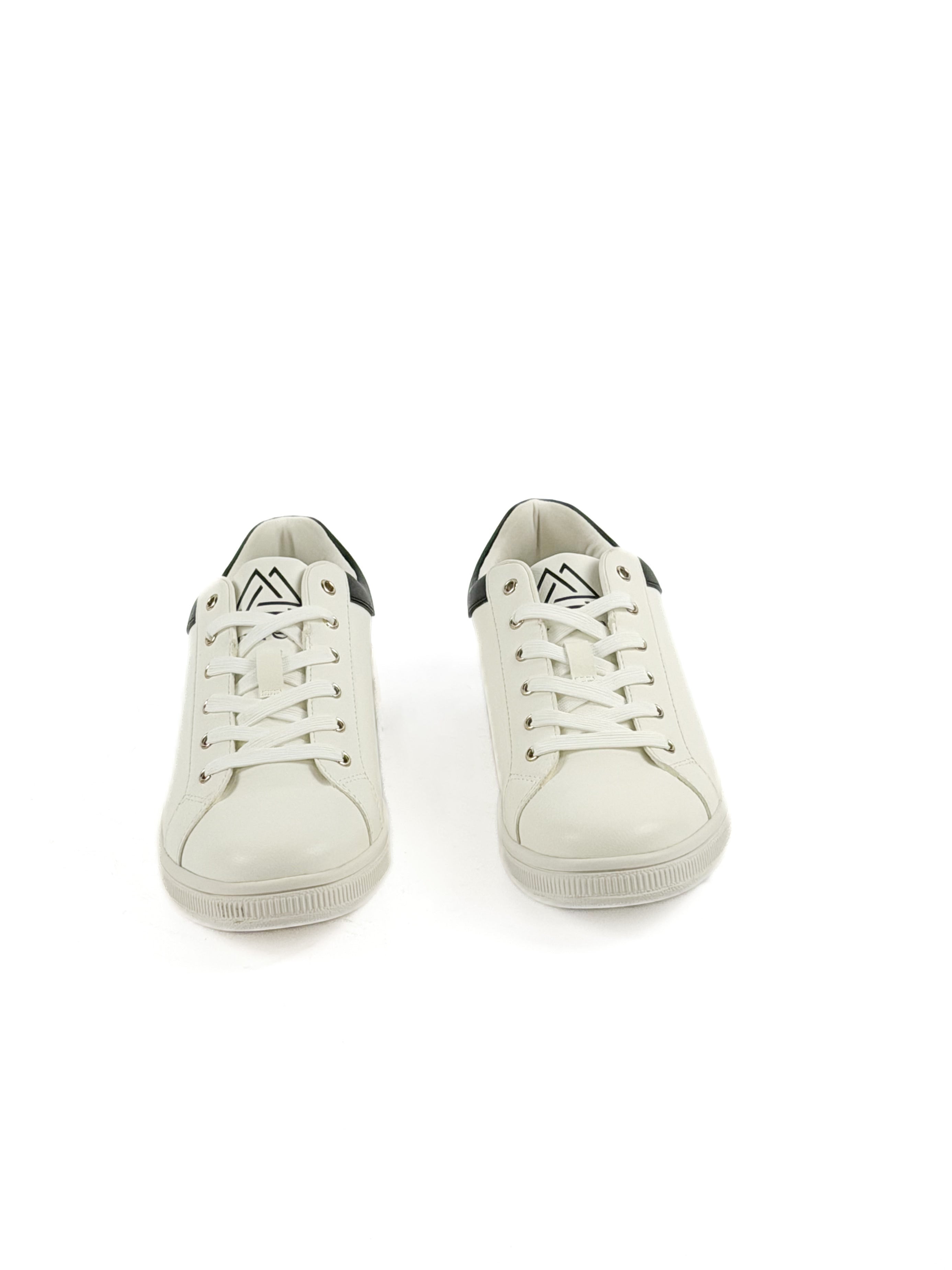 White and black sneakers with shoe laces