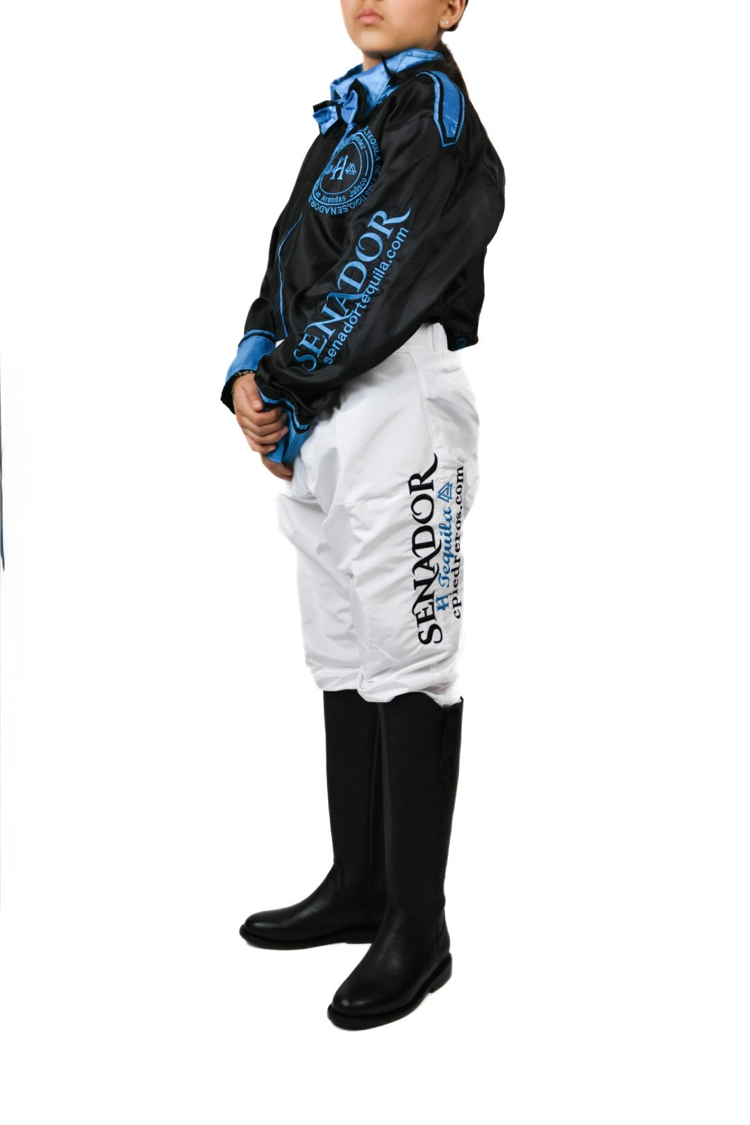 Piedreros senado side of jockey pants black white and blue