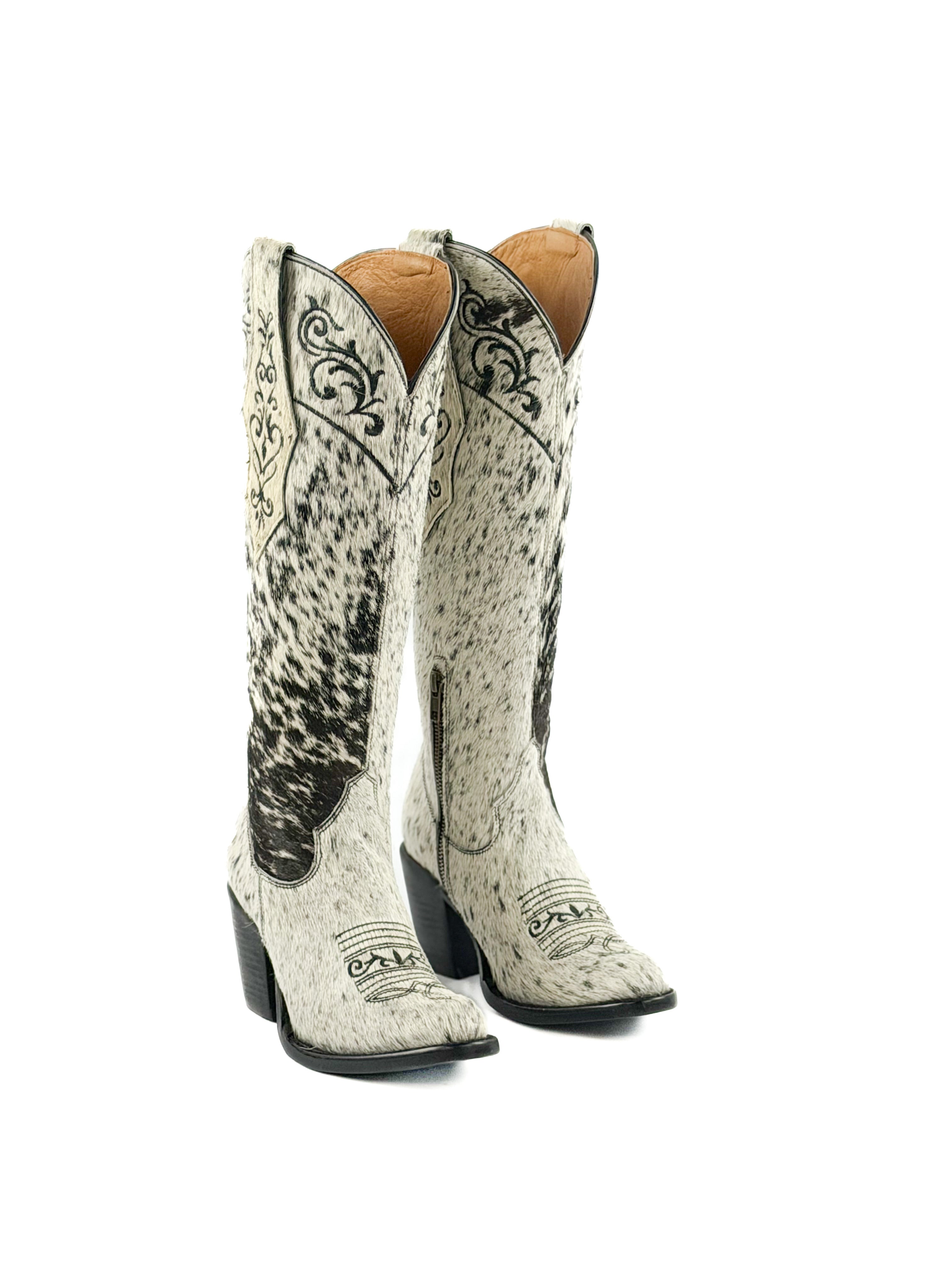 Women's Round Toe Cowhide Boots