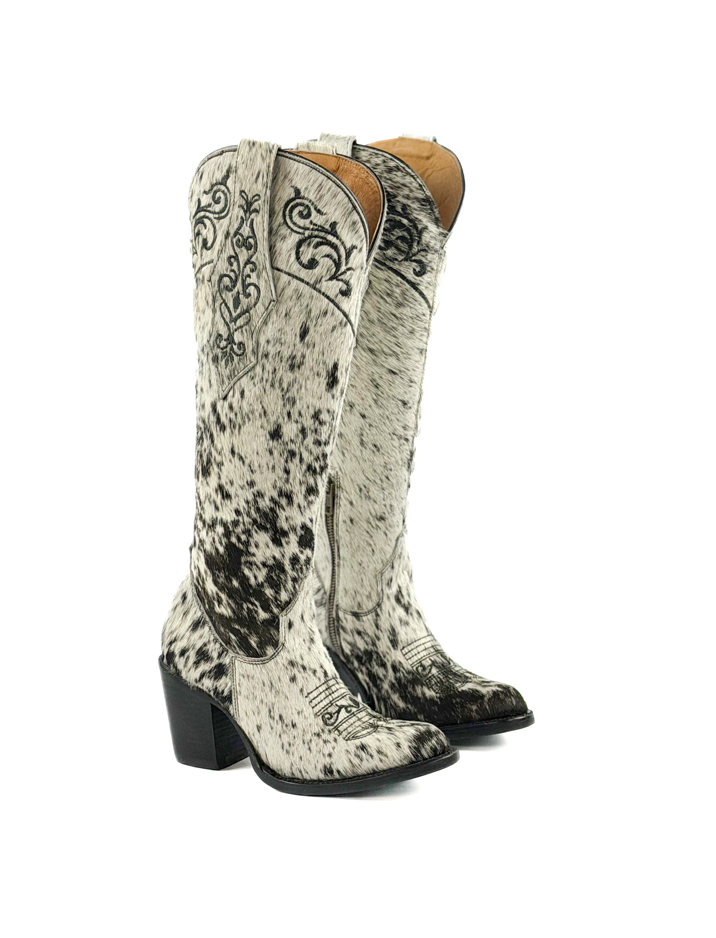 Women's Round Toe Cowhide Boots