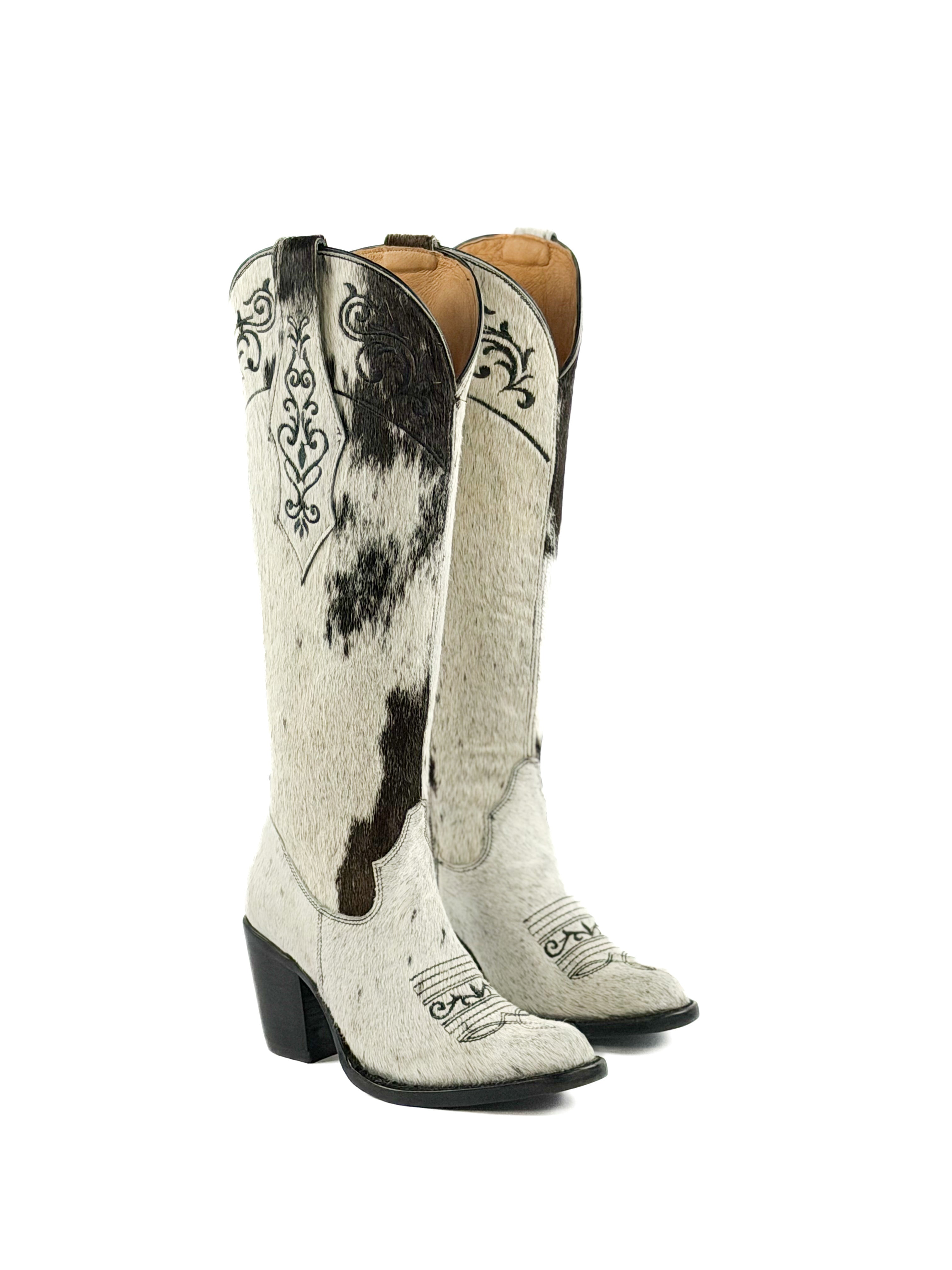 Women's Round Toe Cowhide Boots