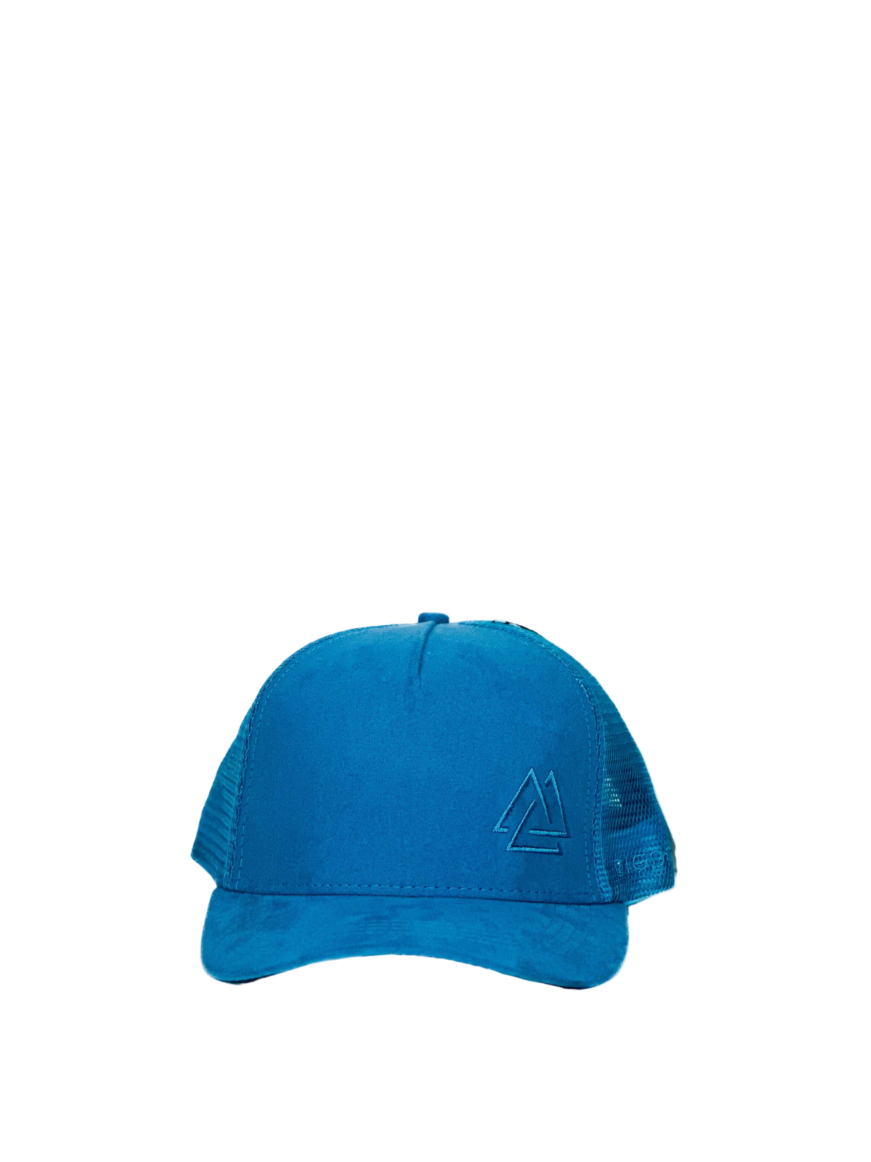 Suede trucker cap with logo on the side