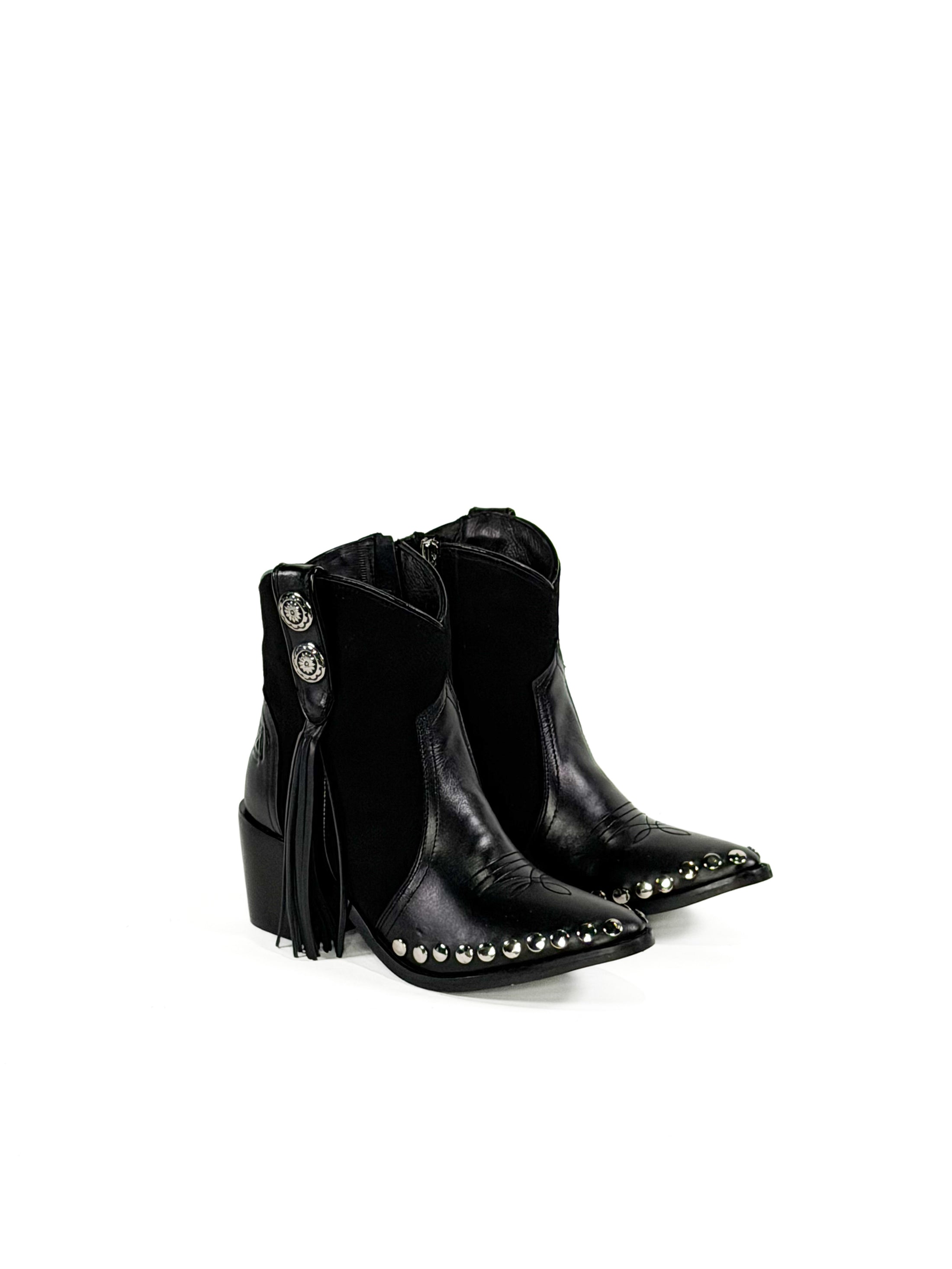 Black Tassle step Ankle booties