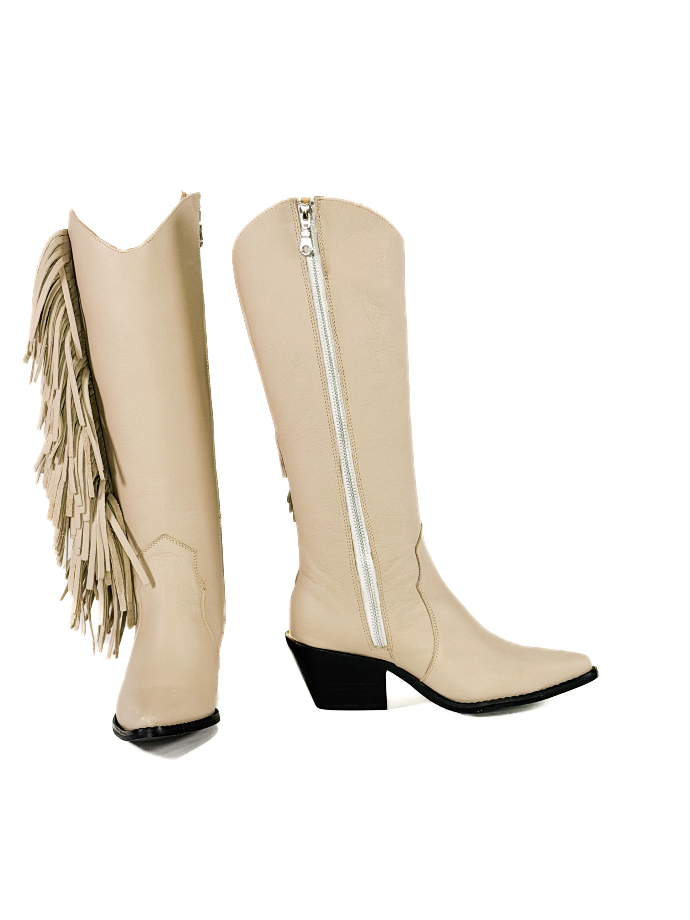 Beige Spur Queen Boots