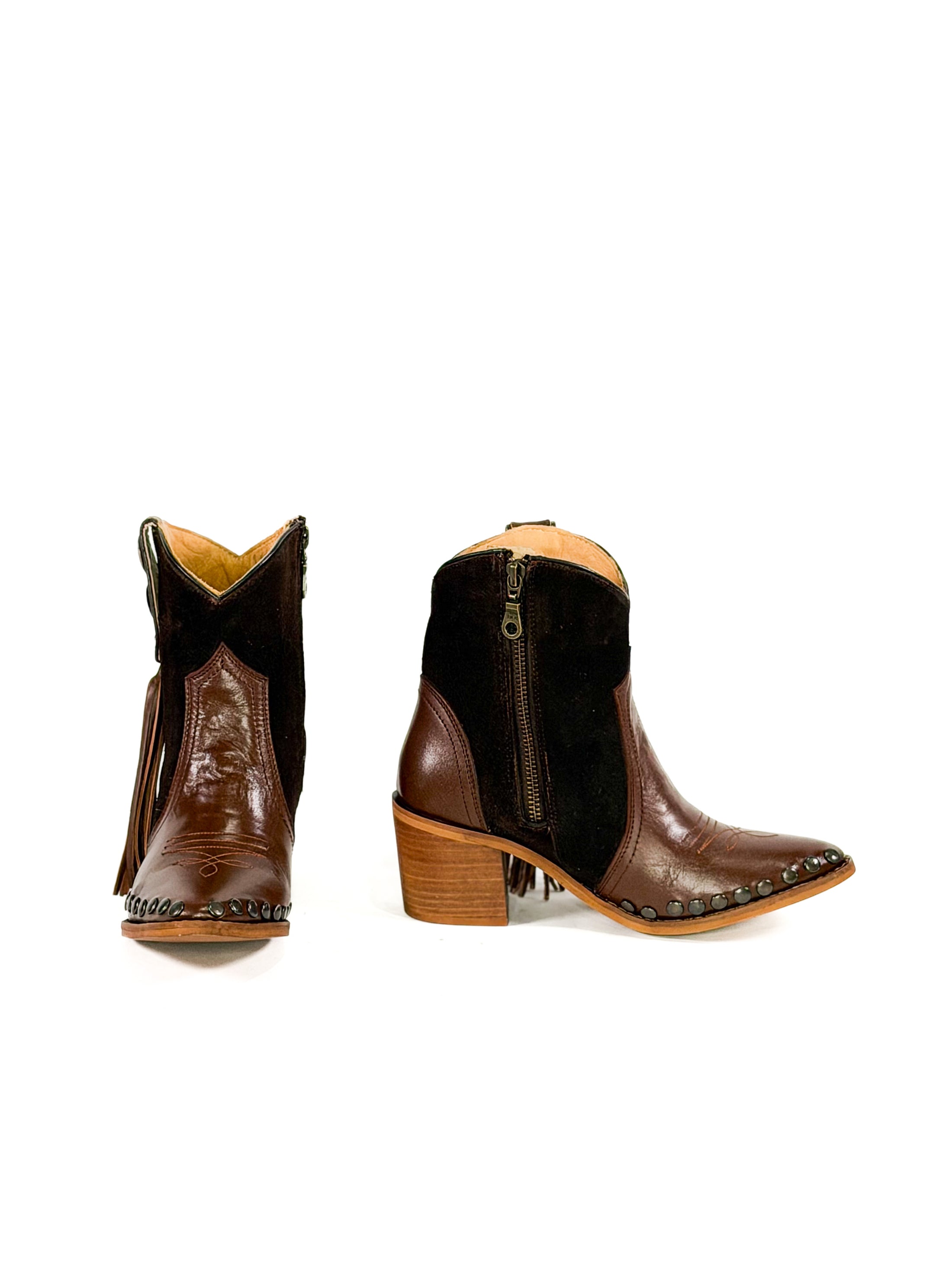 Mocha Tassel step Ankle Booties