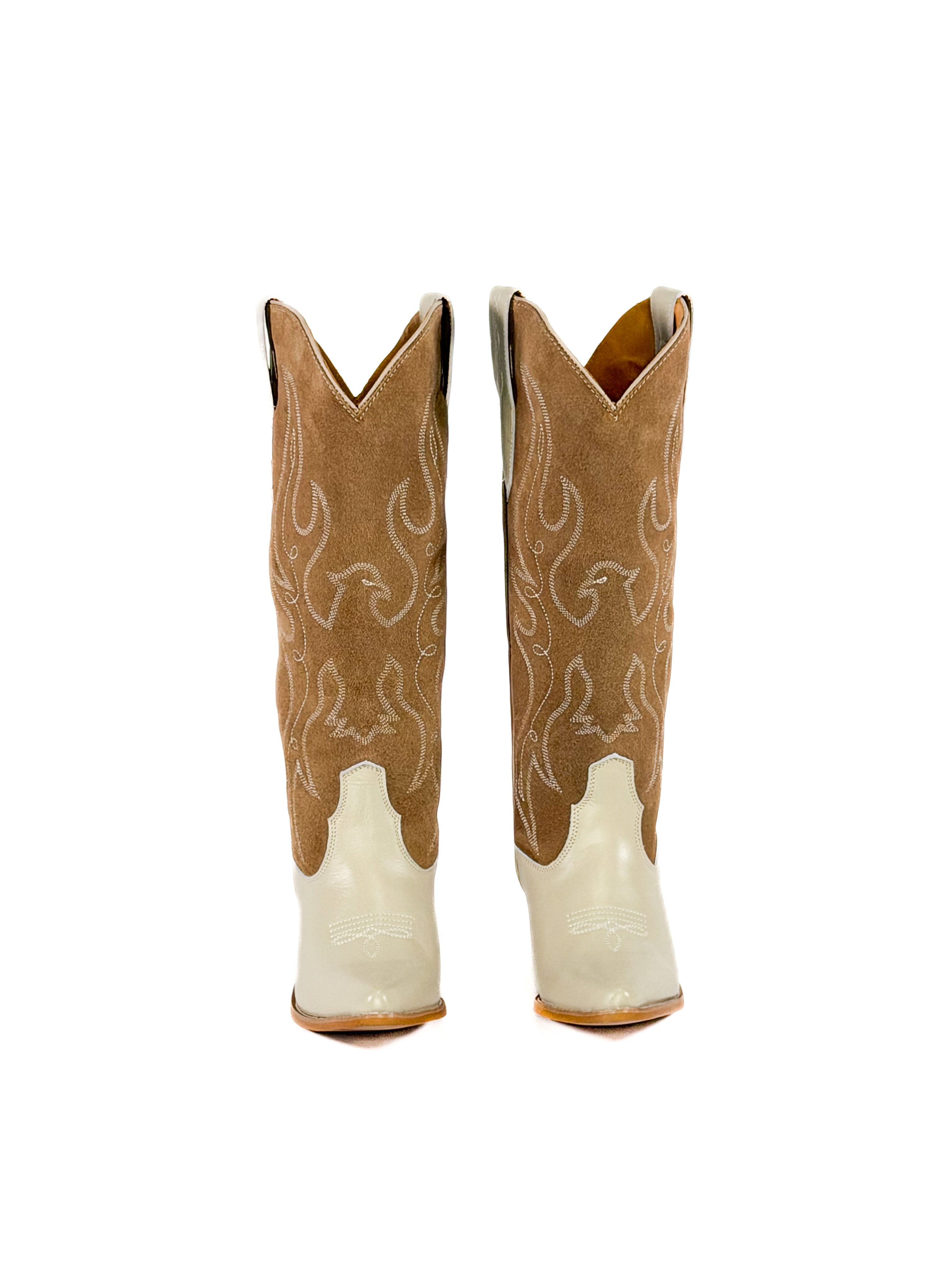 beige leather cowgirl boots