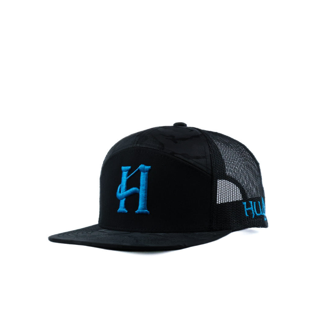 Black camo cap with blue humble logo