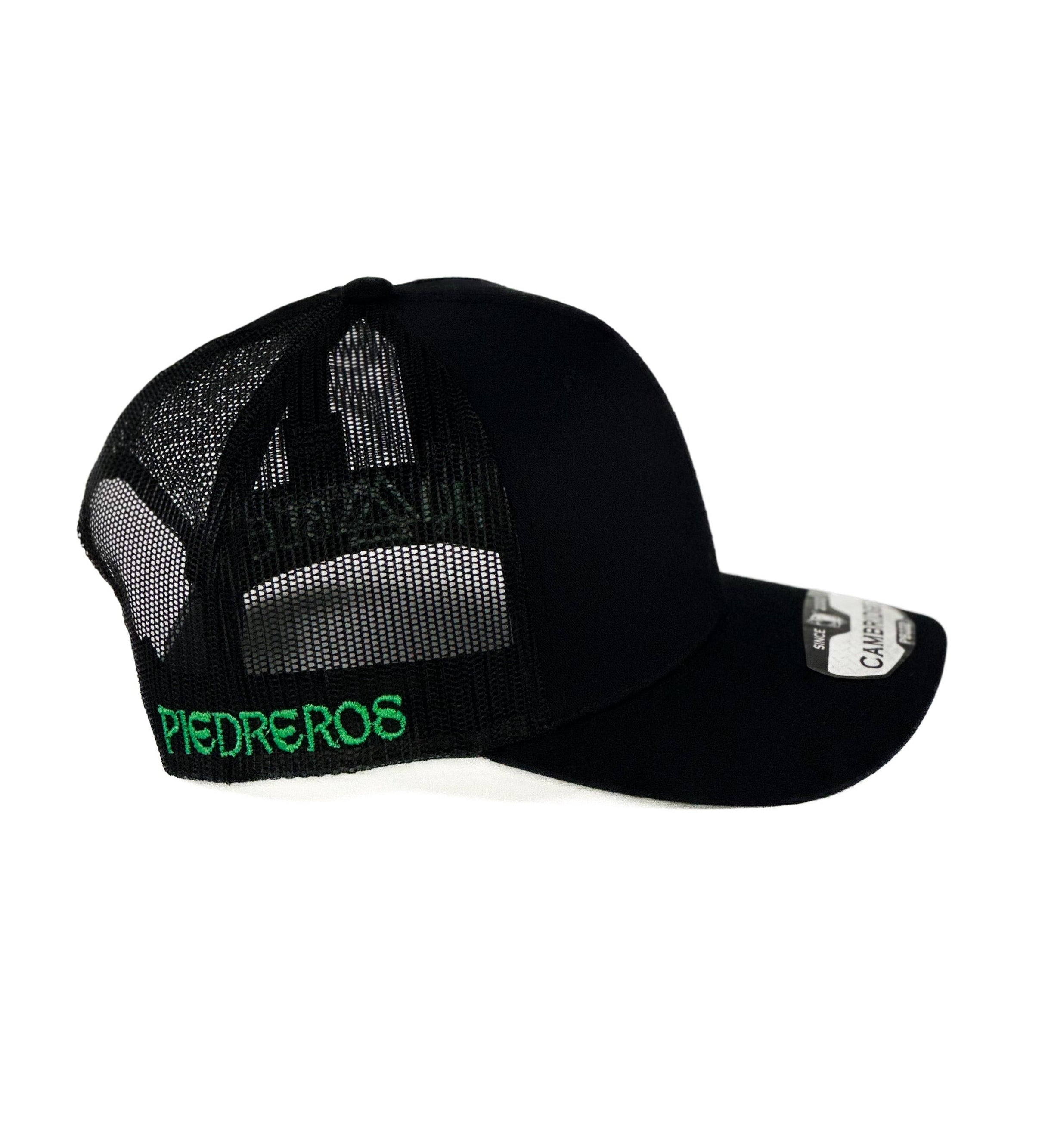 Black mesh Cap with green h cuadra piedreros logo