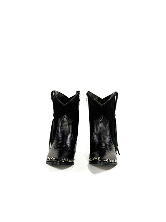 Black Tassle step Ankle booties