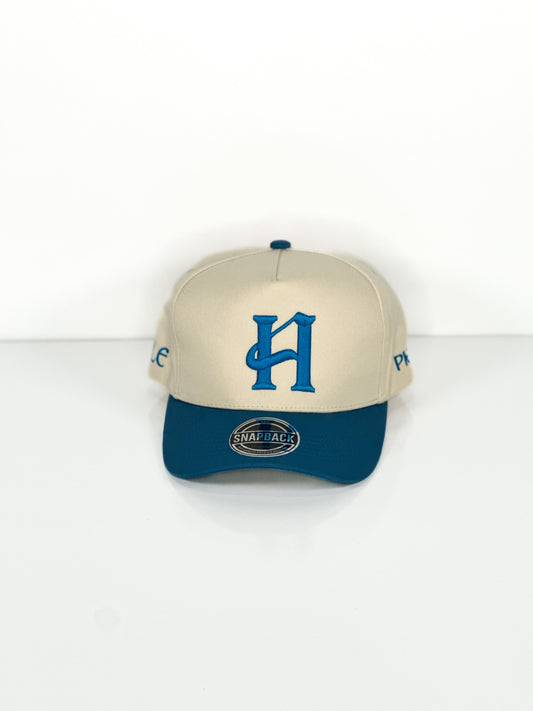 Capital H Logo Beige & aqua blue Cap