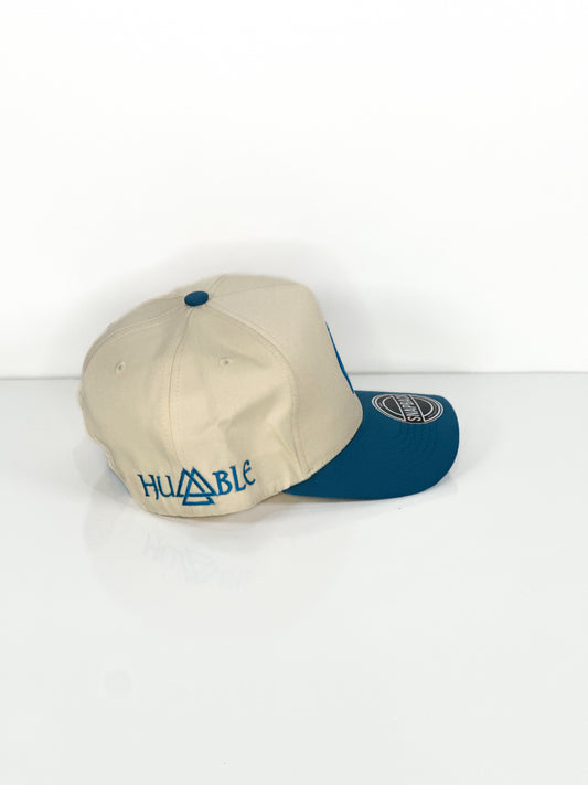 Capital H Logo Beige & aqua blue Cap