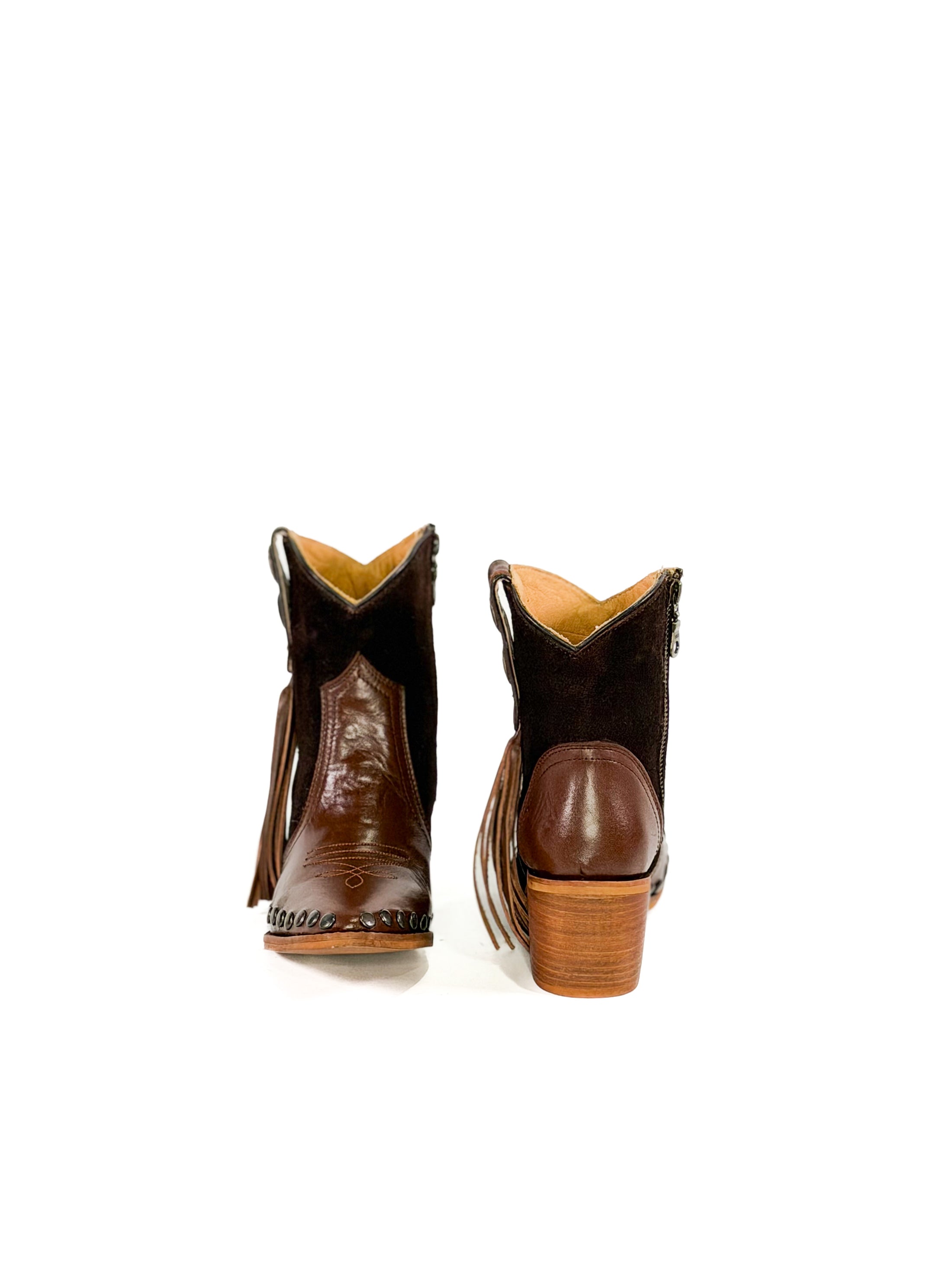 Mocha Tassel step Ankle Booties