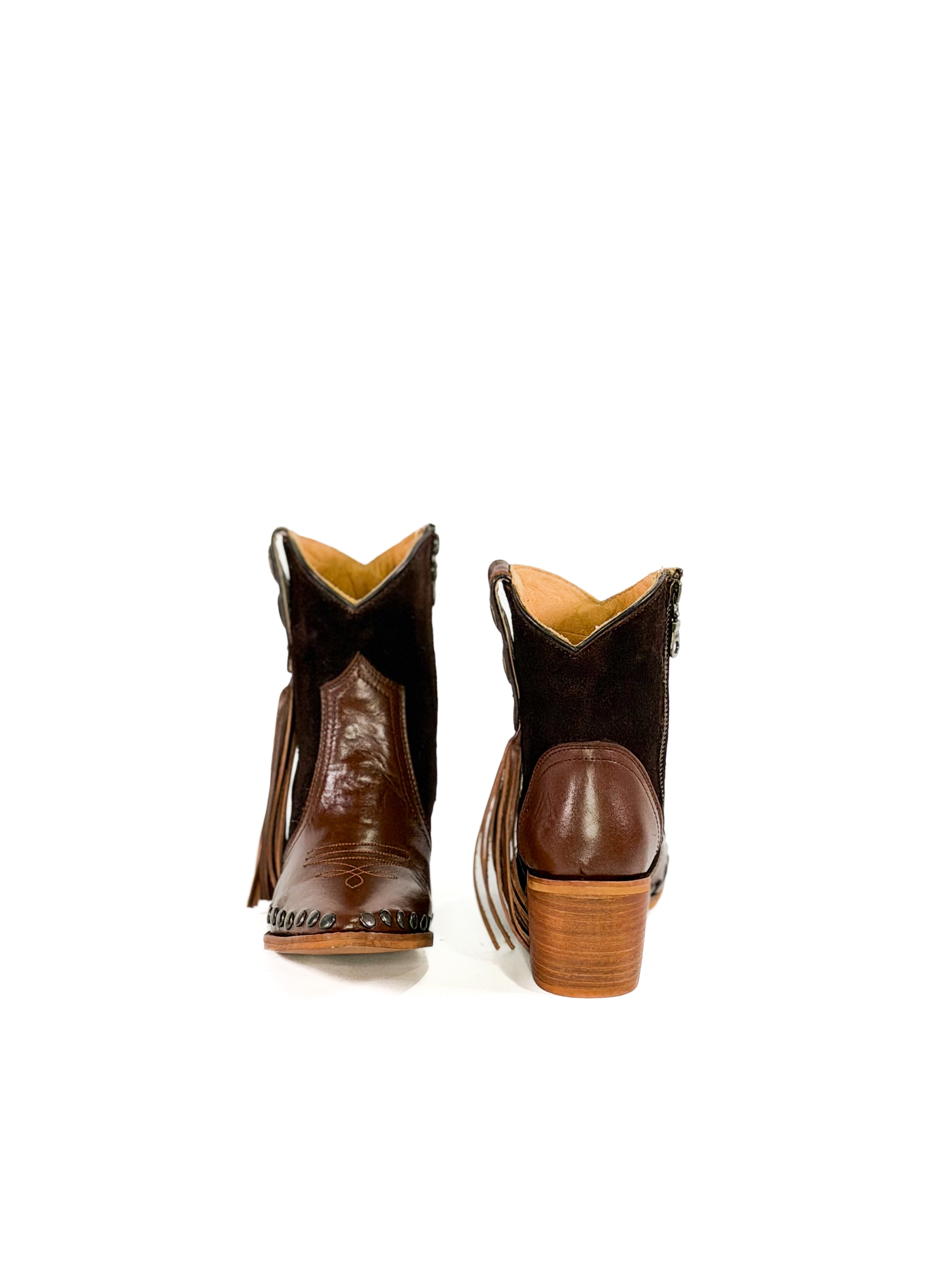 Mocha Tassel step Ankle Booties