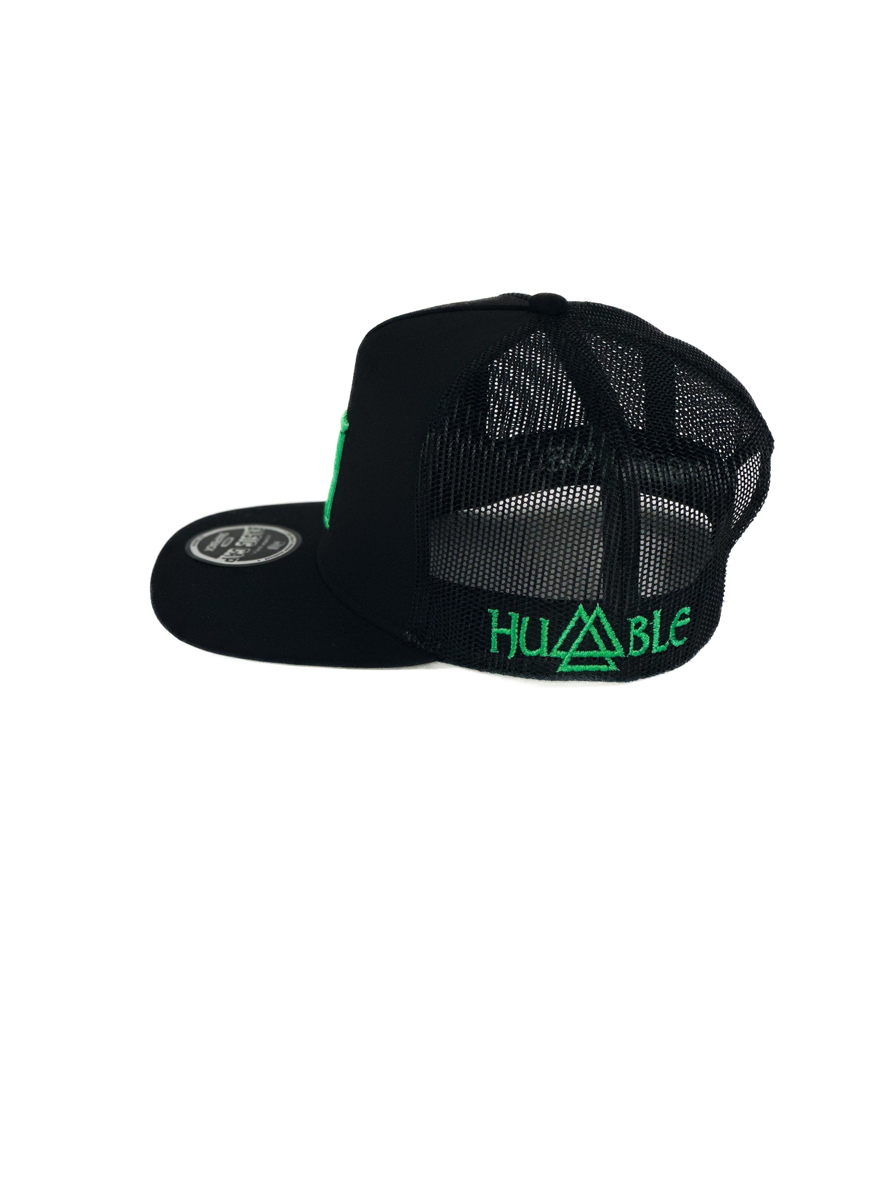 Black mesh Cap with green Humble cuadra piedreros logo