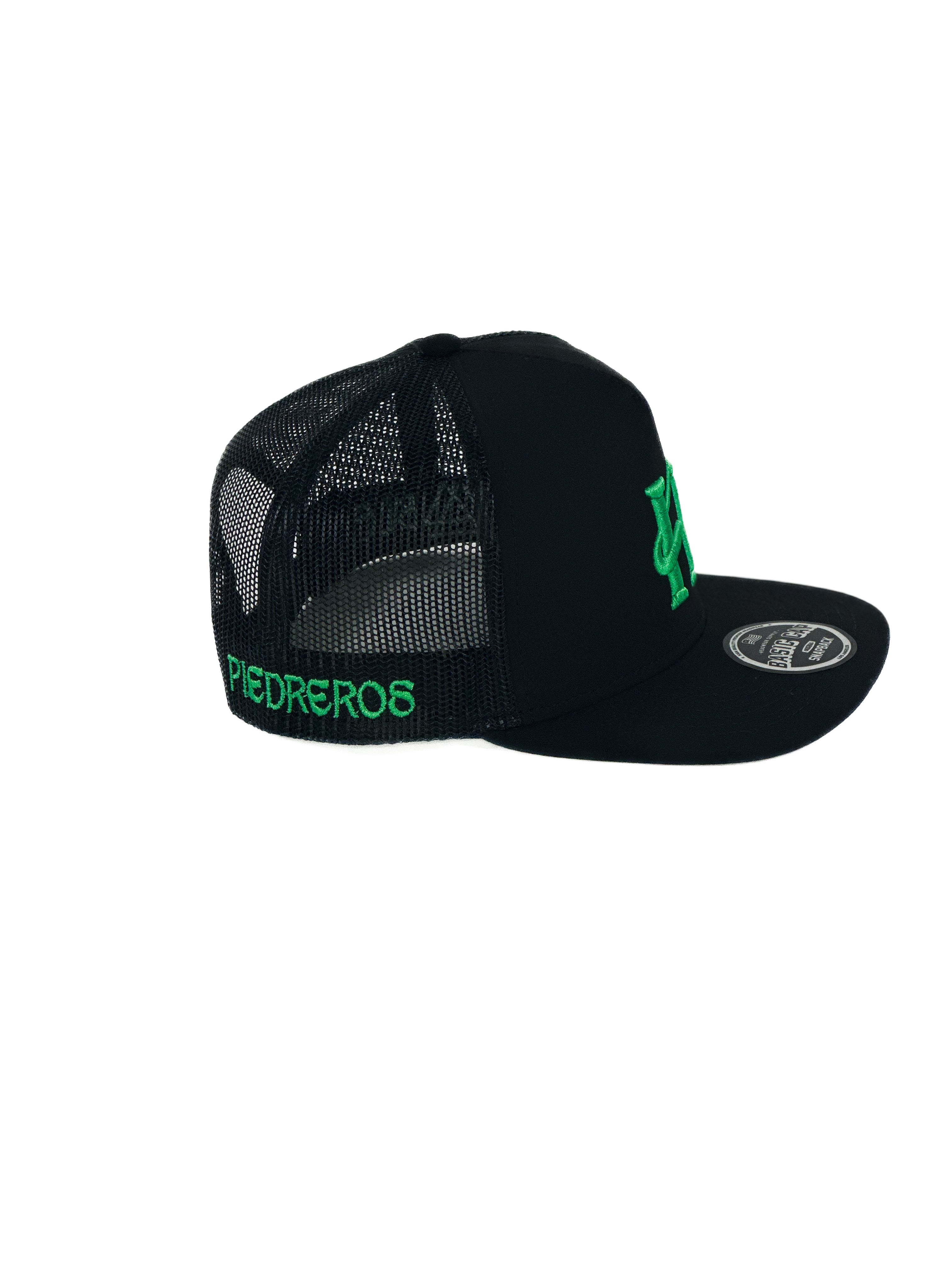Black mesh Cap with green Humble cuadra piedreros logo