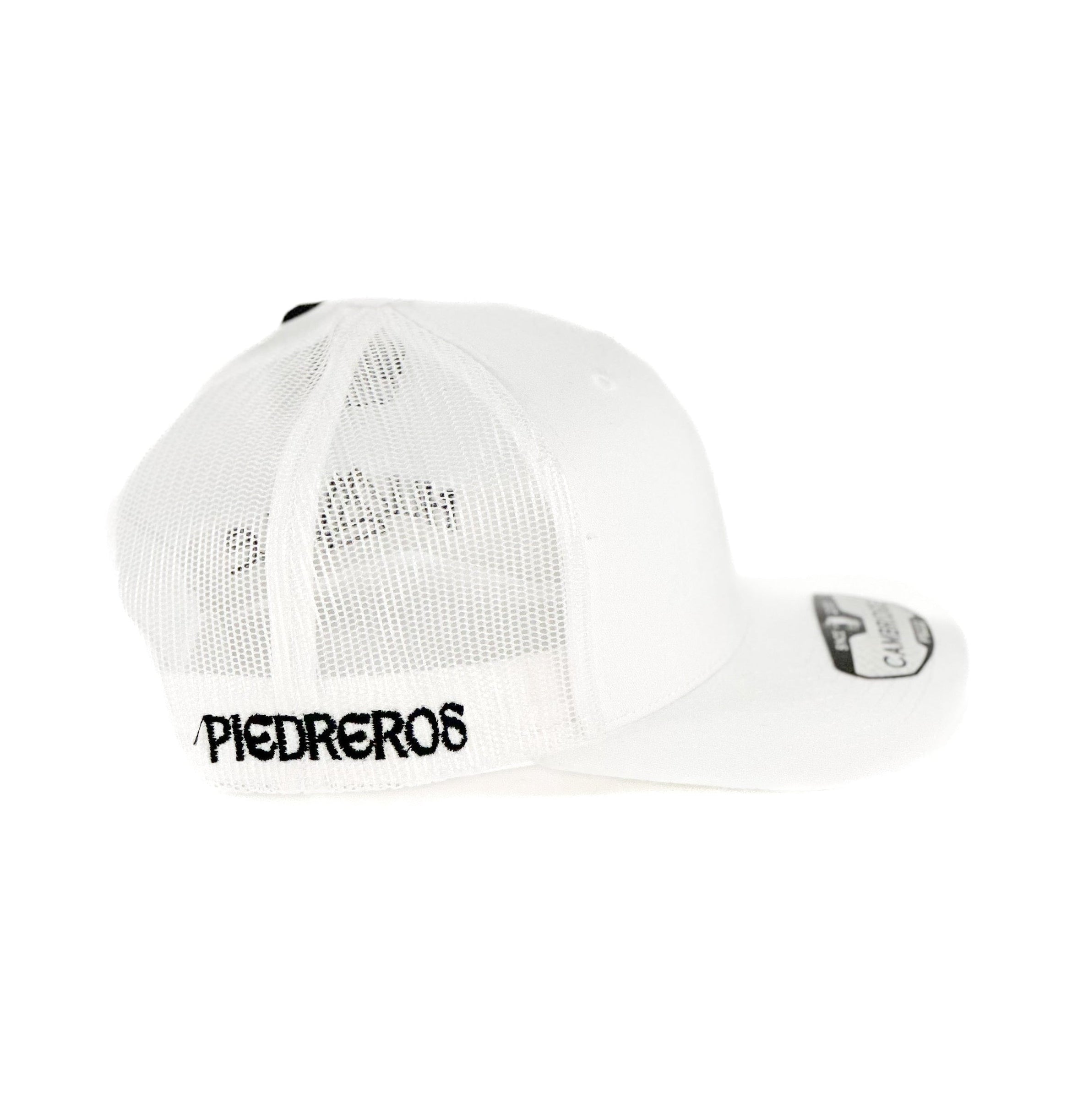 White trucker Cap with black Humble Piedreros logo