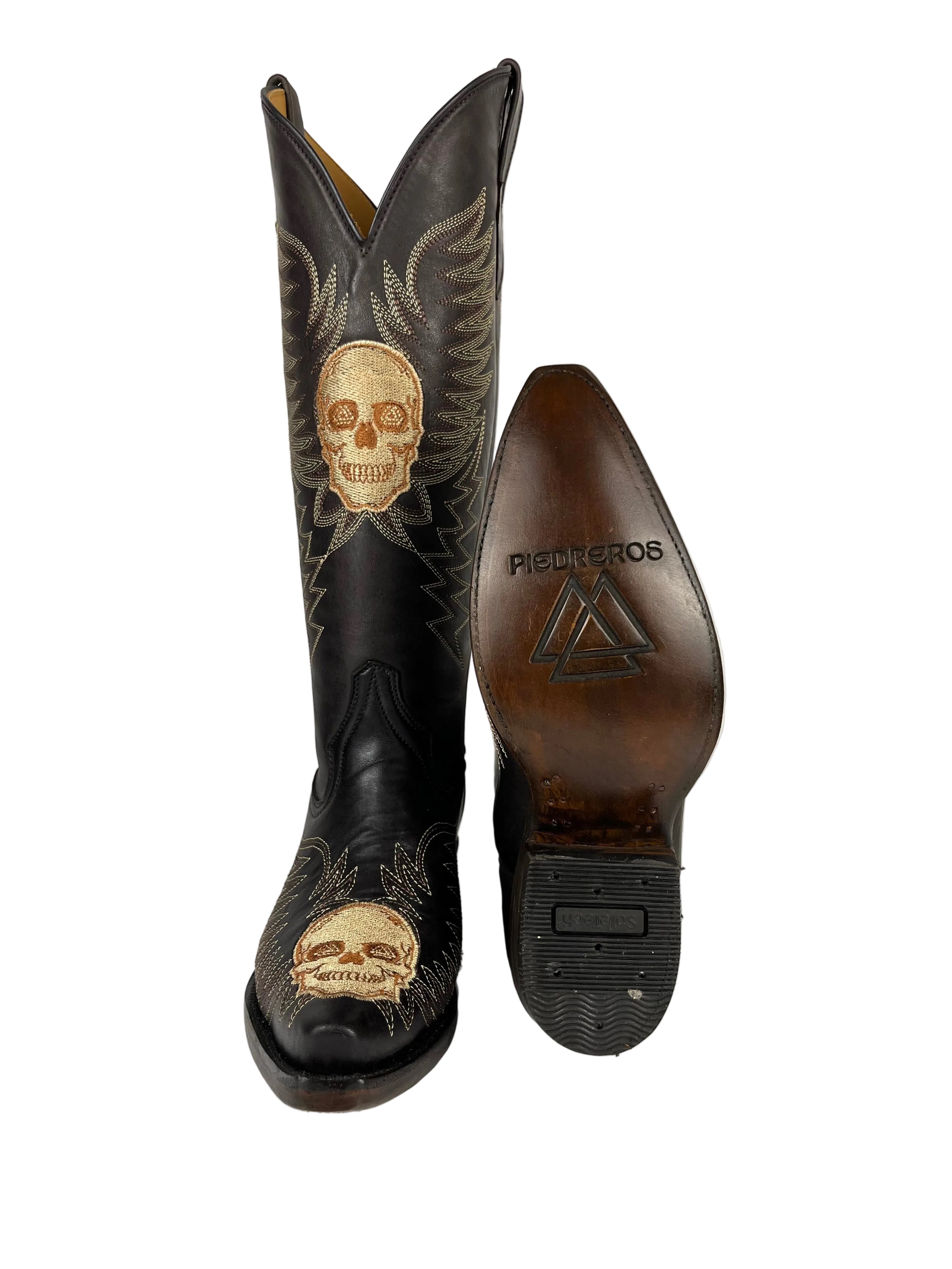 Cartels Rose Boots — leather detail of handmade western boots