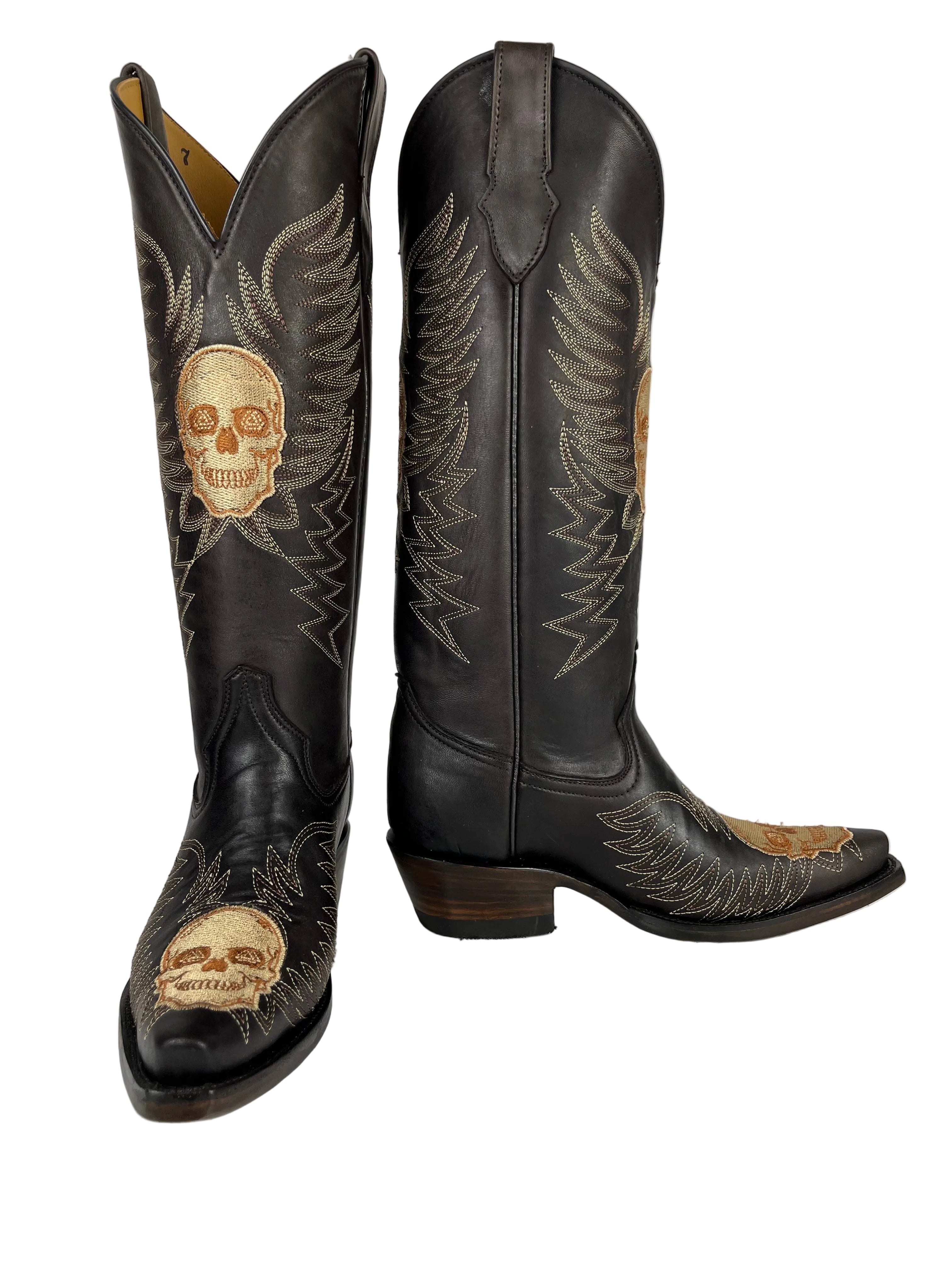 Cartels Rose Boots — close-up of handmade western boots