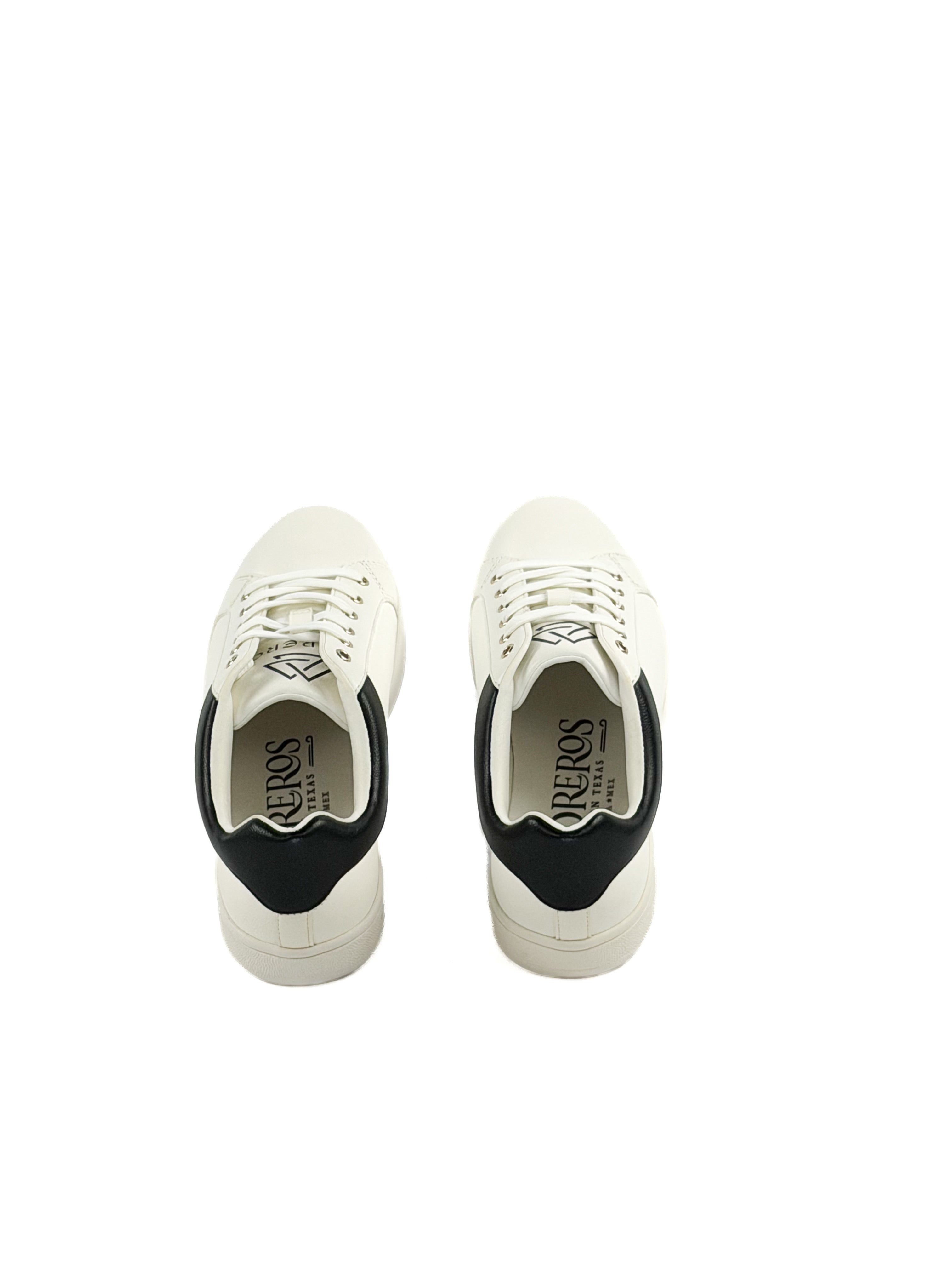 White and black sneakers with shoe laces