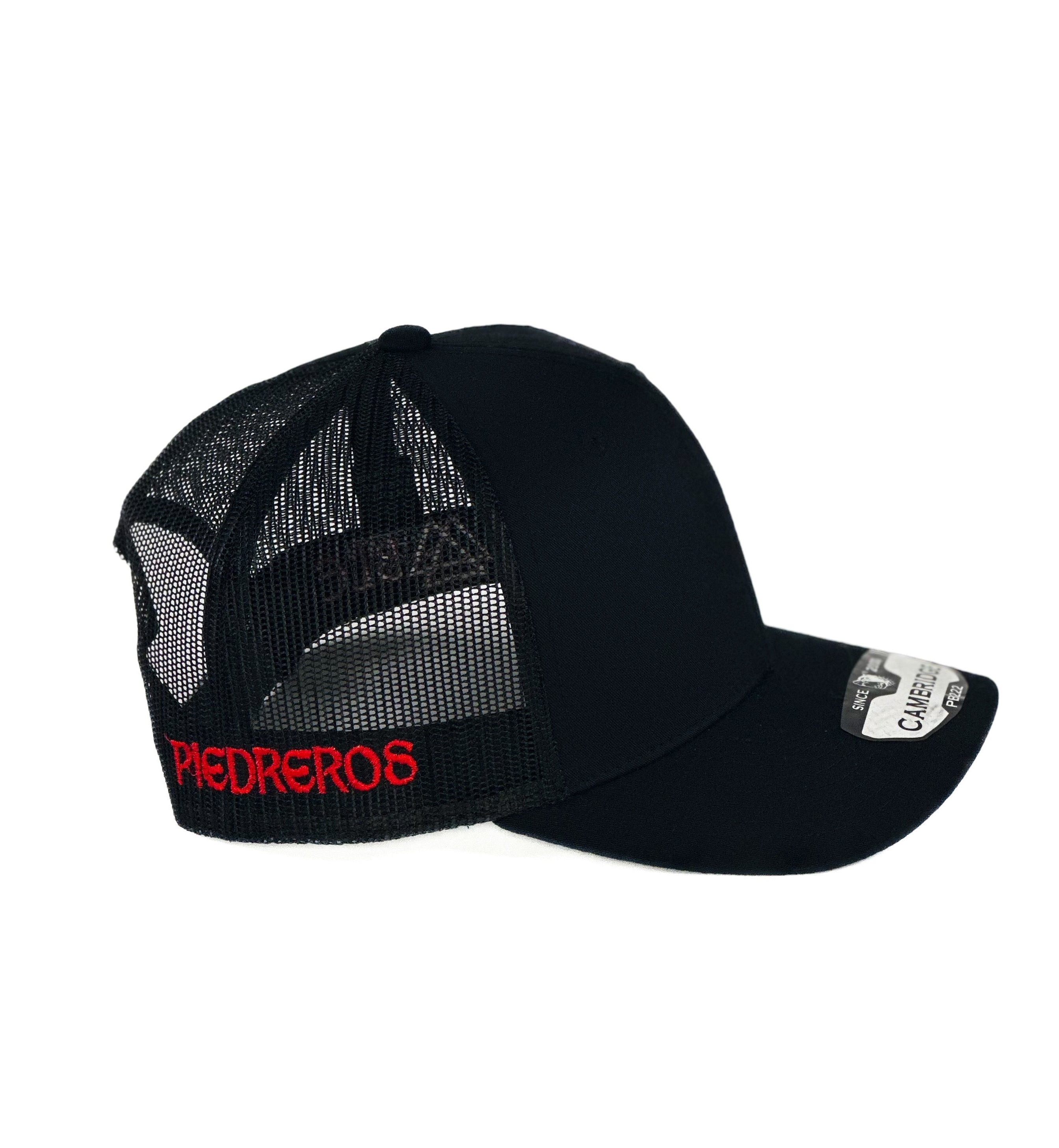 Black trucker Cap with red Humble cuadra piedreros logo