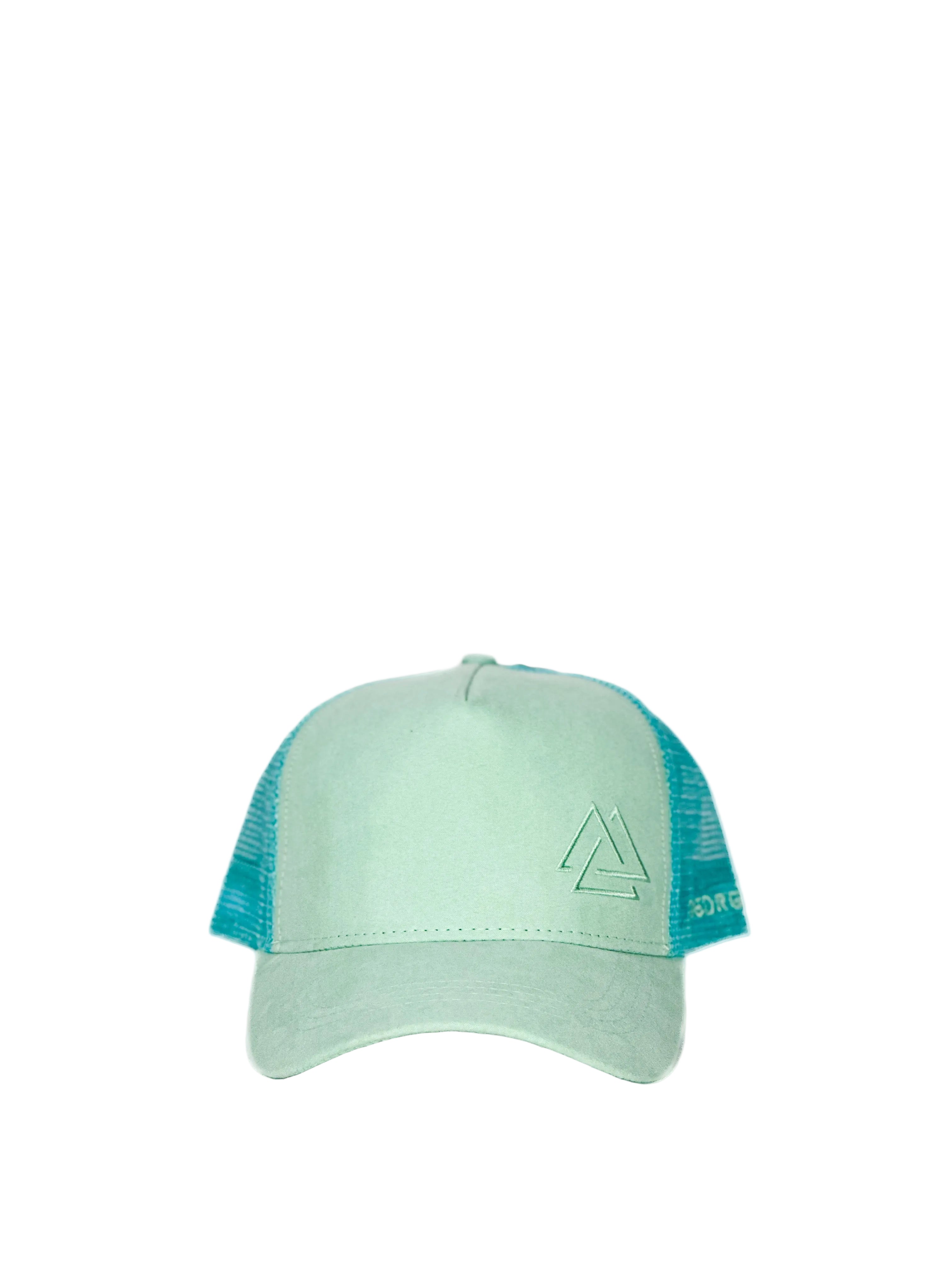 Suede trucker cap with logo on the side