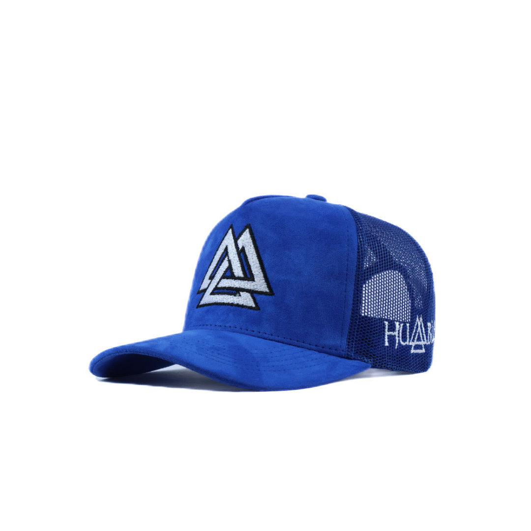 Blue cap with a logo and mesh back