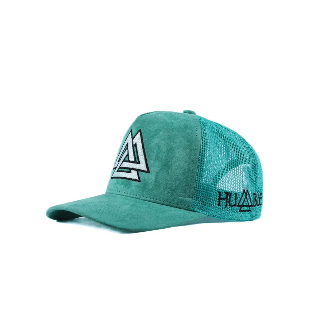 Green cap with logo mesh back 