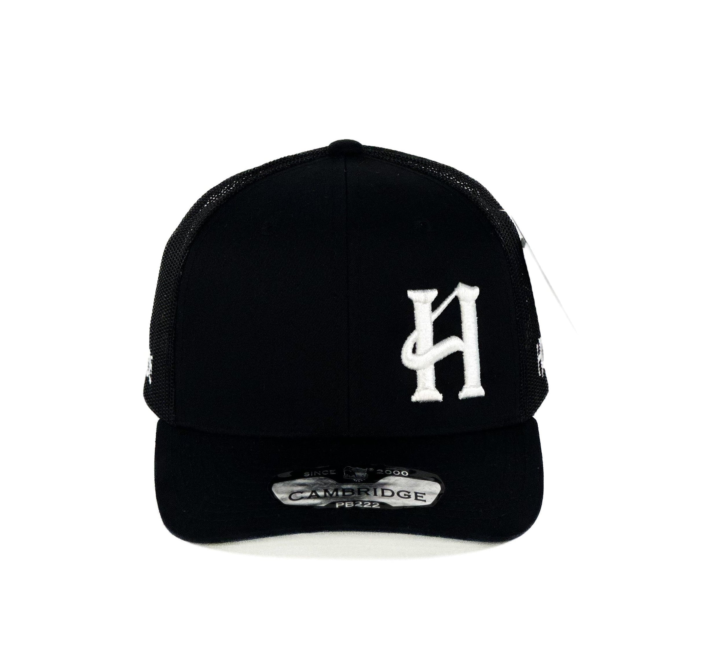 Black trucker Cap with white H cuadra piedreros logo