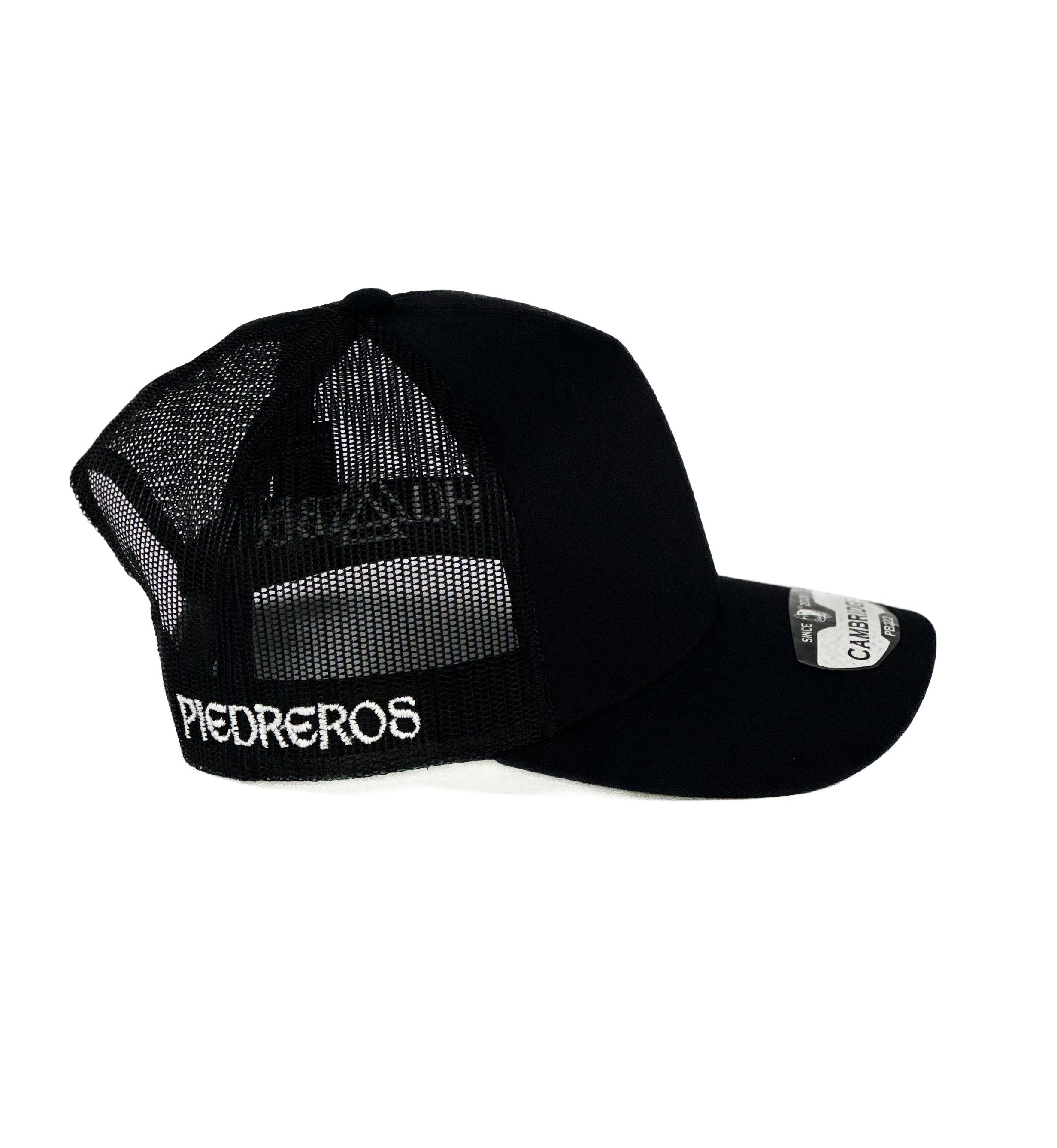 Black trucker Cap with white H cuadra piedreros logo