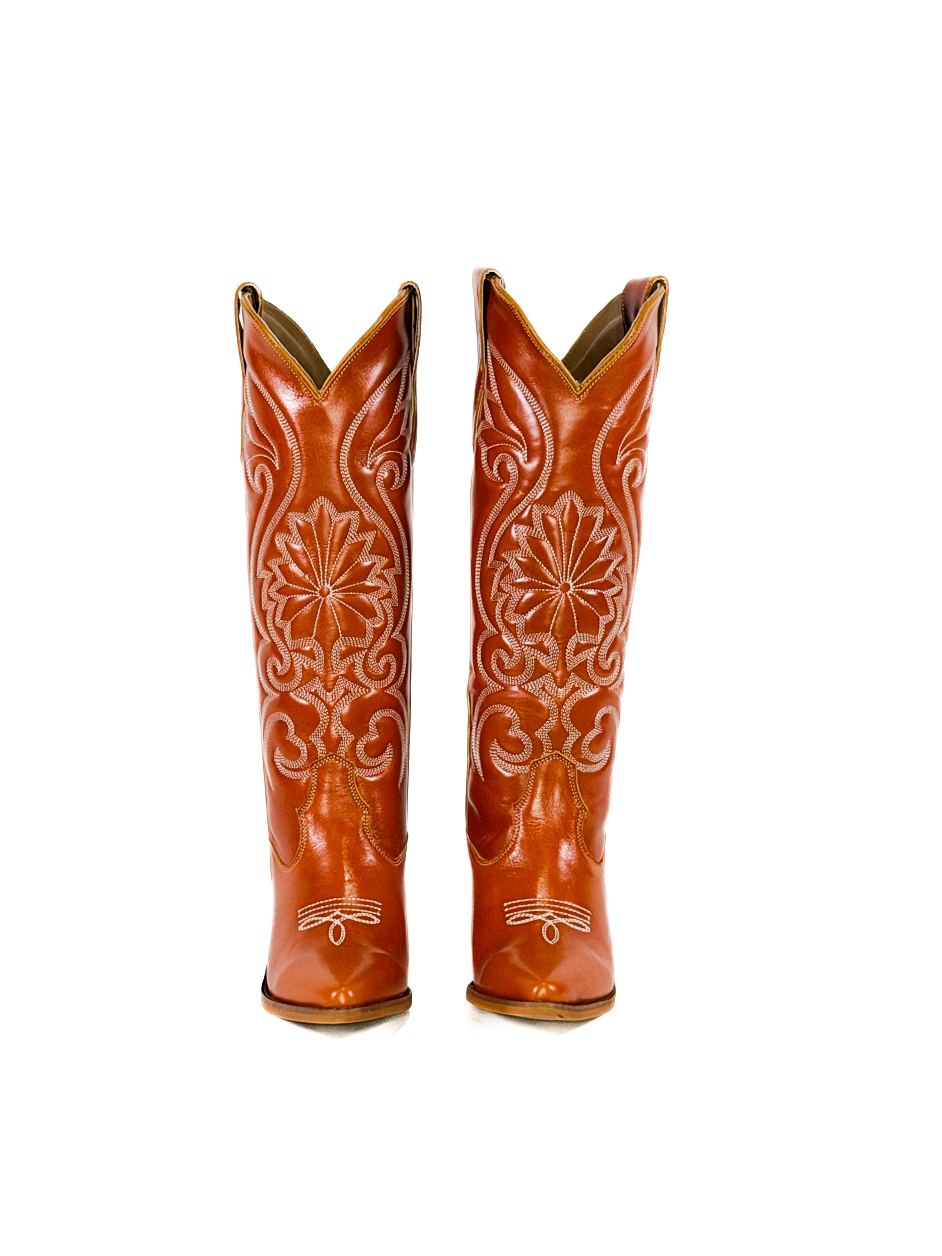 burnt orange leather cowgirl boots